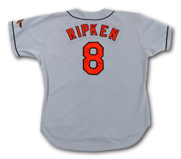  1995 (RECORD BREAKING 2131 CONS. GAMES SEASON) CAL RIPKEN BALTIMORE ORIOLES GAME WORN AND AUTOGRAPHED ROAD JERSEY (MLB SOURCE PROVENANCE)