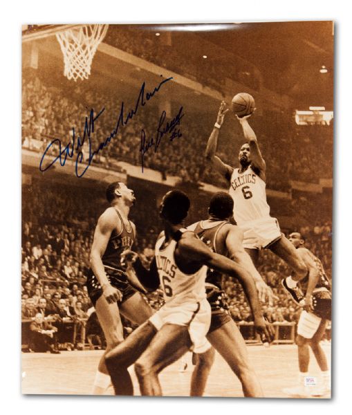 WILT CHAMBERLAIN AND BILL RUSSELL SIGNED 16” BY 20” PHOTOGRAPH