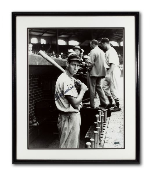  TED WILLIAMS AUTOGRAPHED UDA LIMITED EDITION (#389/500) 16" BY 20" PHOTOGRAPH