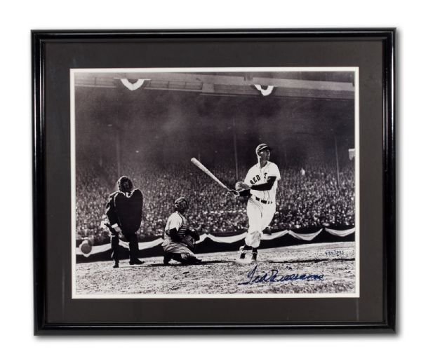  TED WILLIAMS AUTOGRAPHED LIMITED EDITION (#454/775) 16" BY 20" PHOTOGRAPH "THE SPLENDID SPLINTER" (JACK LANG COA W/ PHOTO OF WILLIAMS SIGNING)