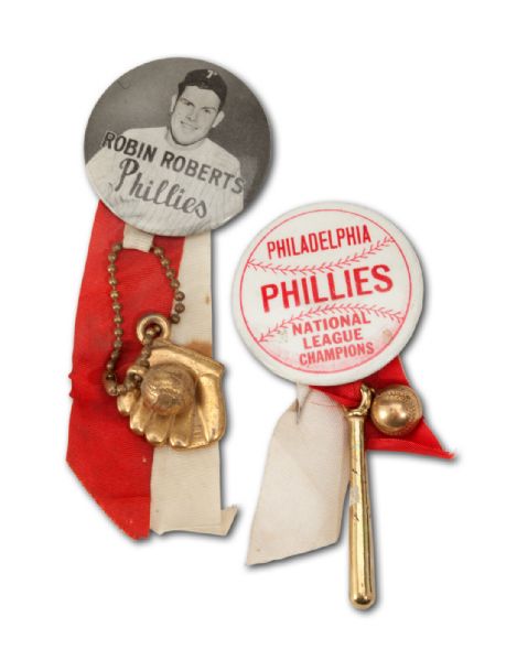 PAIR OF C.1950 PHILADELPHIA PHILLIES SOUVENIR PIN BACK BUTTONS 