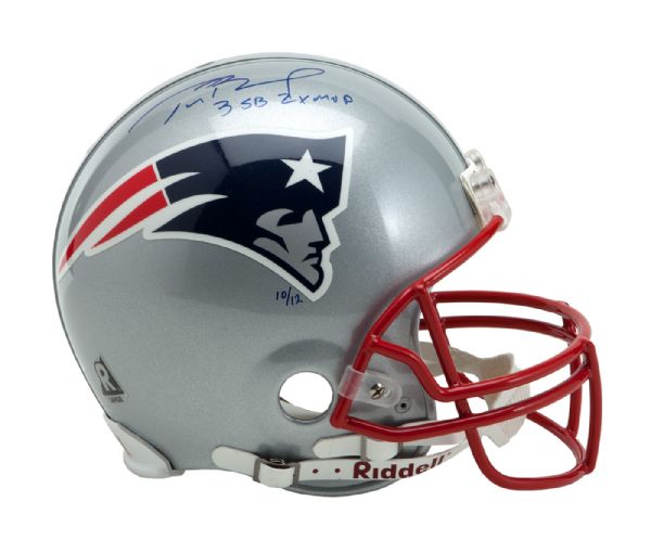  TOM BRADY NEW ENGLAND PATRIOTS LIMITED EDITION (10 OF 12) FULL SIZE RIDDELL HELMET SIGNED AND INSCRIBED "3 SB 2X MVP" PSA/DNA AUTH