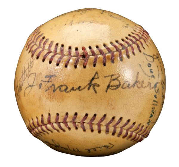  1948 FRANK "HOME RUN" BAKER AND OTHERS SIGNED BASEBALL