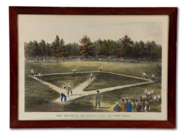  THE AMERICAN NATIONAL GAME OF BASE BALL VINTAGE PRINT