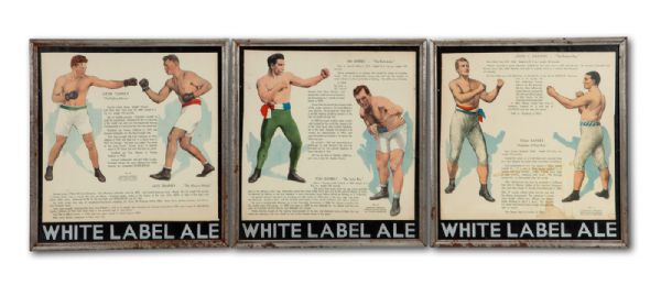  WHITE LABEL ALE LOT OF 3 BOXING CHAMPIONS ADVERTISING PIECES