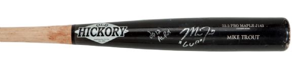 2012 MIKE TROUT ROOKIE YEAR GAME USED AND SIGNED OLD HICKORY PROFESSIONAL MODEL BAT PSA/DNA GU10