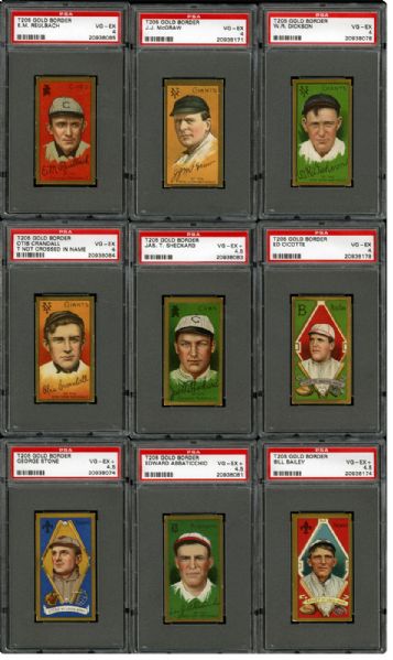 1911 T205 GOLD BORDER VG-EX PSA 4 OR BETTER LOT OF 13 INC. MCGRAW AND CICOTTE