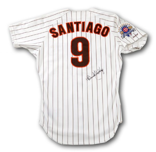 BENITO SANTIAGOS 1990 SAN DIEGO PADRES ALL-STAR GAME WORN AND SIGNED JERSEY (SANTIAGO LOA)