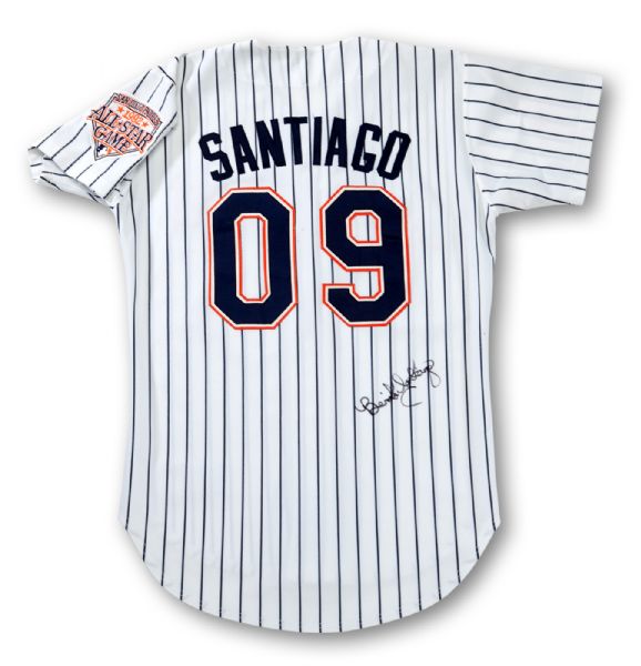 BENITO SANTIAGOS 1992 SAN DIEGO PADRES GAME WORN AND SIGNED ALL-STAR JERSEY (SANTIAGO LOA)