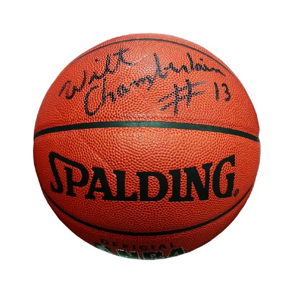 WILT CHAMBERLAIN SIGNED OFFICIAL SPALDING BASKETBALL WITH INSCRIPTION #13