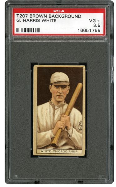  1912 T207 G. HARRIS WHITE (RED CYCLE BACK) VG+ PSA 3.5