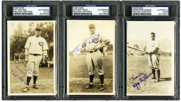  1931 CHICAGO CUB SIGNED REAL PHOTO POSTCARD COLLECTION OF 11 PSA/DNA