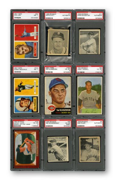 1948 - 1957 MAINLY BOWMAN & TOPPS BASEBALL PSA GRADED LOT OF 26 DIFFERENT