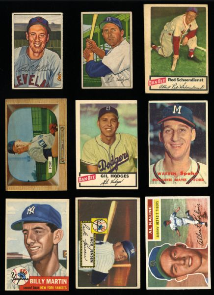 1948 - 1957 BOWMAN & TOPPS BASEBALL "FILLER" LOT OF 109 DIFFERENT WITH SOME HALL OF FAMERS AND STARS
