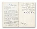 1943 BABE RUTH TWO-PAGE TLS WITH FULL NAME "GEO. H. BABE RUTH" SIGNATURE (GEM MINT PSA 10)