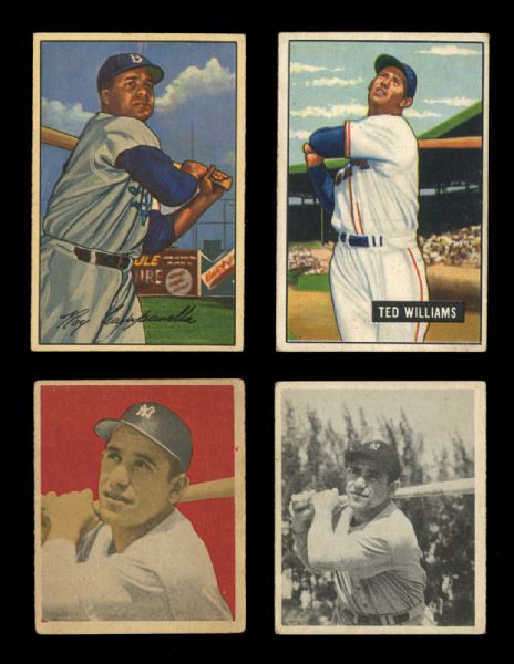 1948-1952 BOWMAN HALL OF FAME LOT OF 4 - TED WILLIAMS, YOGI BERRA (2), AND ROY CAMPANELLA