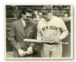 BABE RUTH SIGNED 1931 ORIGINAL WIRE PHOTOGRAPH WITH MAX SCHMELING
