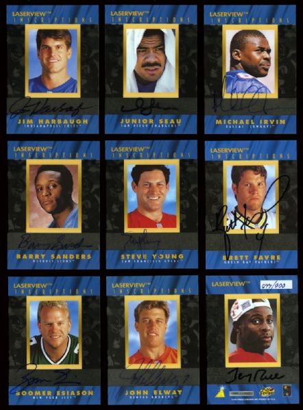 1996 PINNACLE FOOTBALL LASER VIEW INSCRIPTIONS COMPLETE AUTOGRAPHED SET OF 25