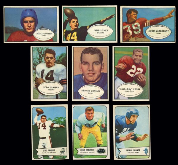 1953 (24) AND 1954 (68) BOWMAN FOOTBALL LOT OF 92 WITH HALL OF FAMERS AND STARS