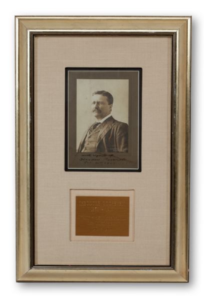FRAMED 1905 THEODORE ROOSEVELT SIGNED CABINET CARD