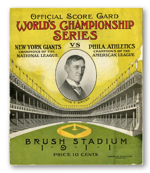 1911 BRUSH STADIUM WORLD SERIES (NEW YORK GIANTS VS PHILADELPHIA ATHLETICS) PROGRAM 