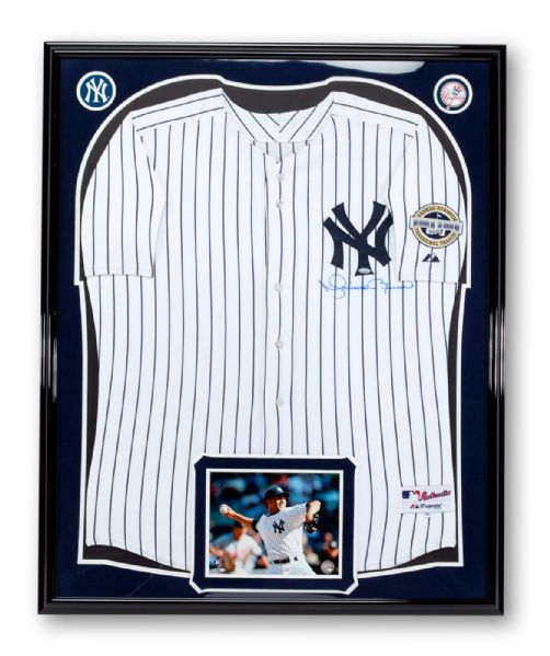 2009 MARIANO RIVERA SIGNED AUTHENTIC NEW YORK YANKEES HOME PINSTRIPE JERSEY WITH INAUGURAL PATCH (STEINER COA)