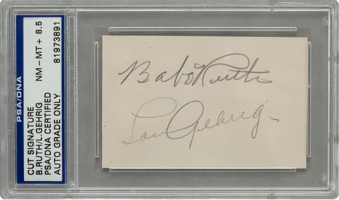 Babe Ruth & Lou Gehrig Autographed New York Yankees Framed Cut Signatures
