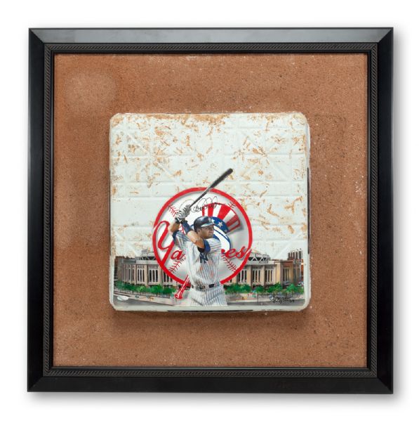 HISTORIC 2009 DEREK JETER SIGNED GAME USED FIRST BASE FOR BASE HITS #2722 AND #2723 PASSING LOU GEHRIG ALL-TIME IN NEW YORK YANKEE HISTORY (MLB AUTH AND STEINER LOA)