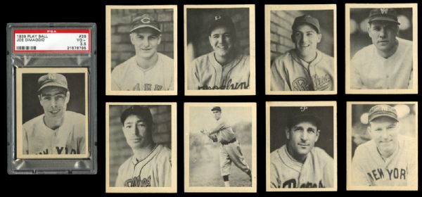 1939 PLAY BALL BASEBALL LOT OF 21 INC. DIMAGGIO, RUFFING, VAUGHAN, AND 9 HIGH NUMBERS