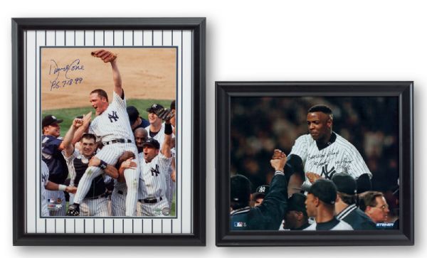PAIR OF NEW YORK YANKEES SIGNED NO-HITTER PHOTOS - DAVID CONE SIGNED 16 X 20 WITH INSCR "P.G. 7-18-99" AND DOC GOODEN SIGNED 16 X 20 WITH INSCR "NO HITTER 5-14-96" (STEINER COA FOR CONE)