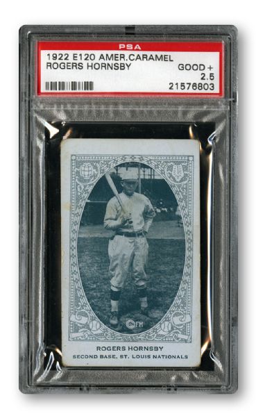 1922 E120 AMERICAN CARAMEL SERIES OF 240 ROGERS HORNSBY GD+ PSA 2.5