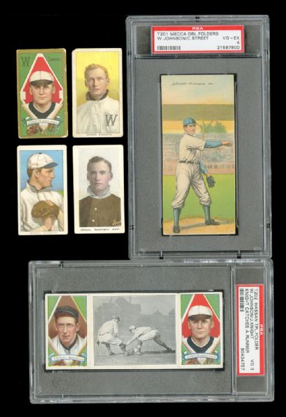WALTER JOHNSON PRE-WAR TYPE CARD LOT OF 17 CARDS INC. T201, T202, T205, T206, M116, E91, B18, S74