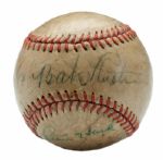 BABE RUTH SIGNED BASEBALL WITH STAN HACK AND ONE OTHER