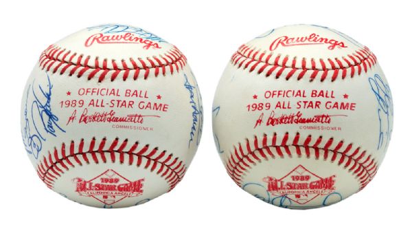 PAIR OF 1989 OFFICIAL ALL-STAR GAME BASEBALLS SIGNED BY 26