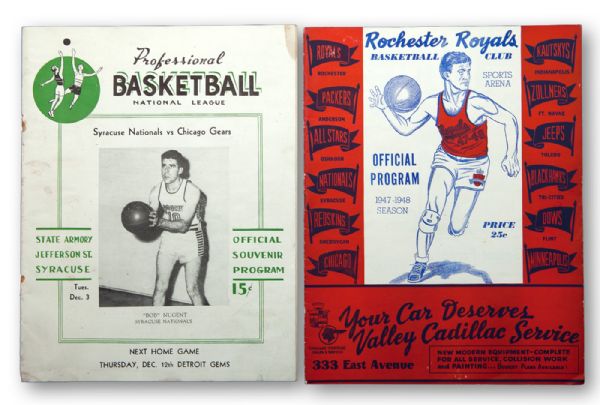 PAIR OF SCARCE 1940S NBL PROGRAMS INCL. 1946-47 CHICAGO GEARS (MIKAN)