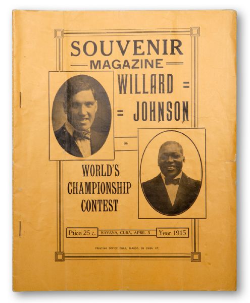 EXTREMELY RARE APRIL 5, 1915 JACK JOHNSON VS. JESS WILLARD WORLD HEAVYWEIGHT CHAMPIONSHIP PROGRAM