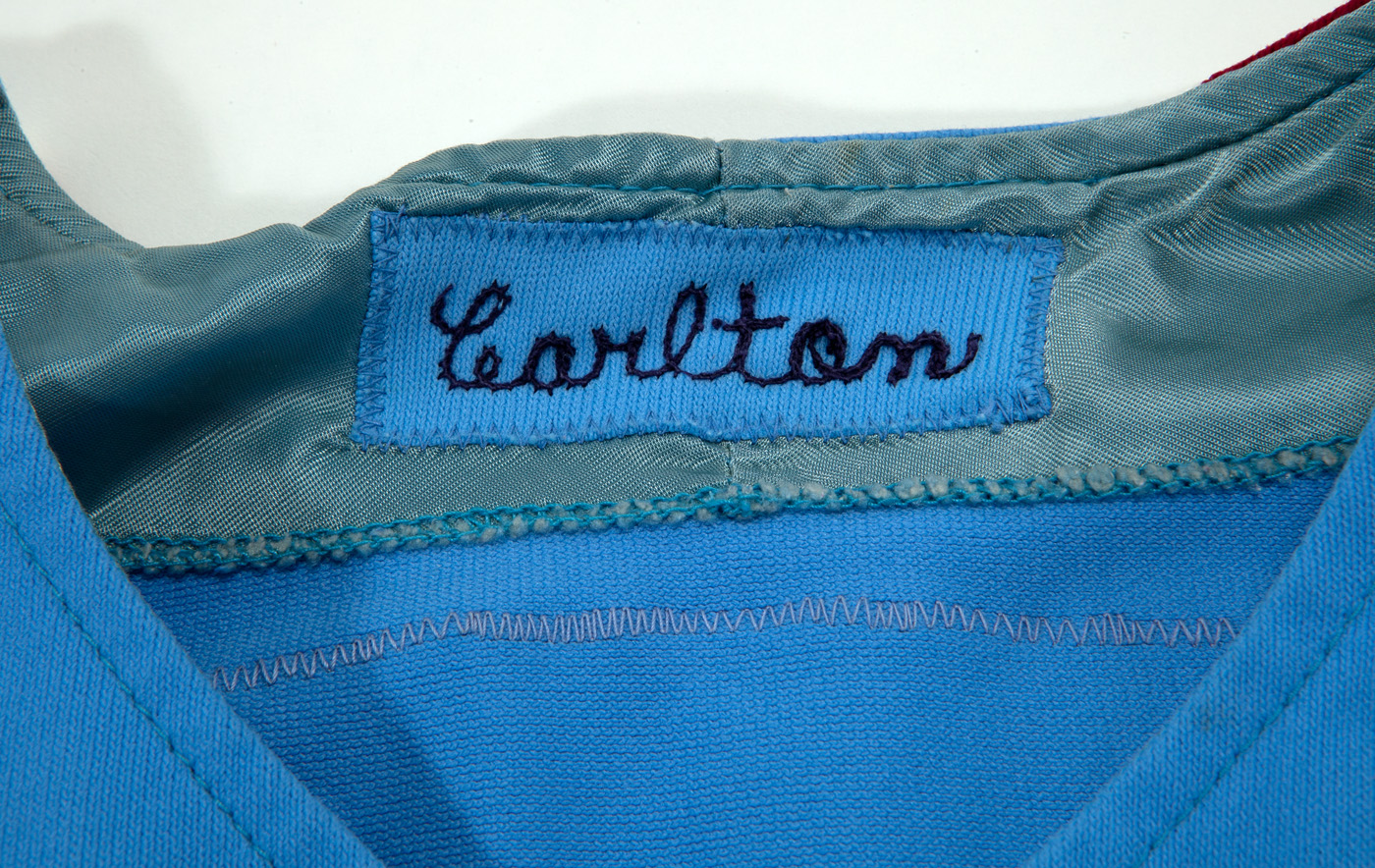 Lot Detail - 1977 Steve Carlton Philadelphia Phillies Game-Used &  Autographed Powder Blue Road Jersey (Full JSA • Photo-Matched • NL Cy Young  Award & MLB Wins Leader)