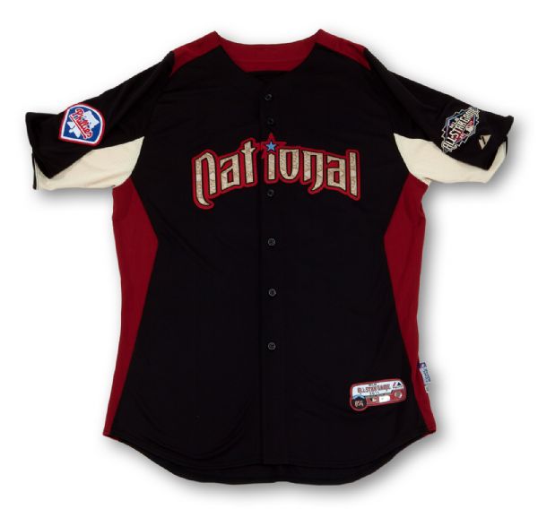 2011 COLE HAMELS GAME WORN NATIONAL LEAGUE ALL-STAR GAME WORKOUT DAY/HOME RUN DERBY JERSEY (MLB AUTH.) 