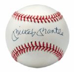 MICKEY MANTLE SINGLE SIGNED OAL (BROWN) BASEBALL