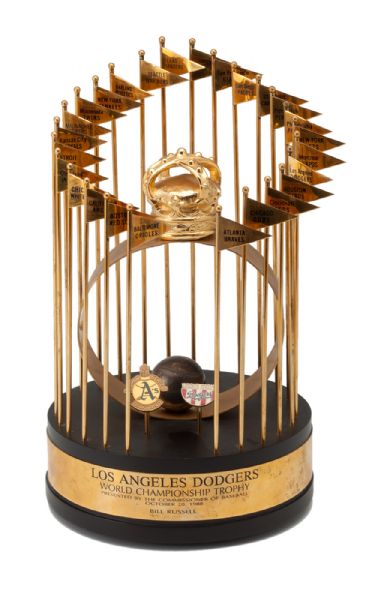 BILL RUSSELLS 1988 LOS ANGELES DODGERS PERSONAL WORLD SERIES TROPHY (RUSSELL LOA) 
