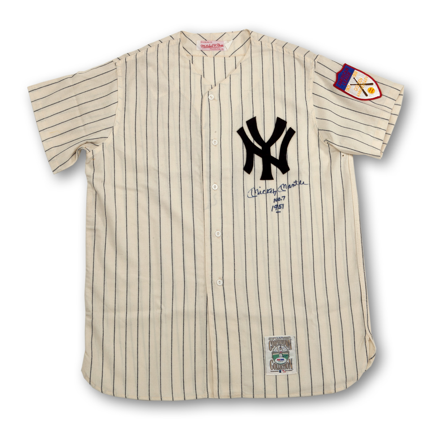 Lot Detail - MICKEY MANTLE AUTOGRAPHED 1951 NEW YORK YANKEES HOME REPLICA  JERSEY WITH NO. 7 AND 1951 INSCRIPTIONS