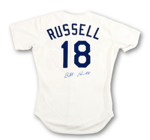 BILL RUSSELLS 1988 LOS ANGELES DODGERS GAME WORN AND SIGNED WORLD SERIES HOME JERSEY (RUSSELL LOA)