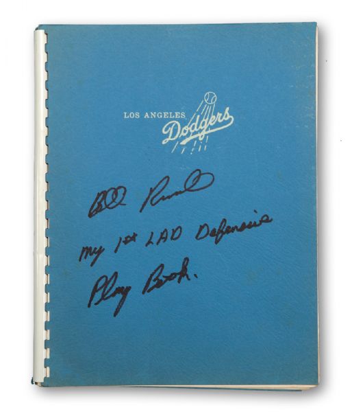 BILL RUSSELLS SIGNED FIRST LOS ANGELES DODGERS DEFENSIVE PLAYBOOK (RUSSELL LOA)