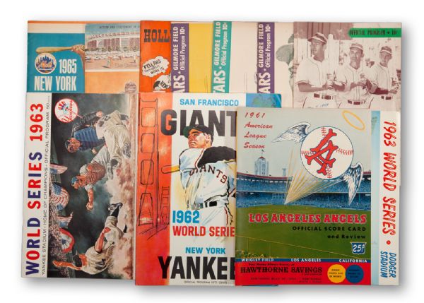 BILL RUSSELLS PERSONAL COLLECTION OF (10) PROGRAMS INCLUDING 1962, 1963 WORLD SERIES PROGRAMS AND 1961 LOS ANGELES ANGELS FIRST YEAR PROGRAM (RUSSELL LOA)