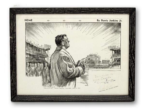 BABE RUTH SIGNED "HOME" PRINT OF BABE RUTH DAY BY ARTIST BURRIS JENKINS JR.