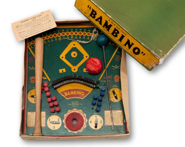 1933 "BAMBINO" TABLE TOP BASEBALL GAME BY JOHNSON STORE EQUIPMENT CO. IN ORIGINAL BOX