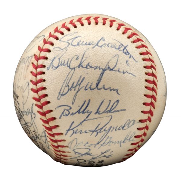  1972 PHILADELPHIA PHILLIES TEAM SIGNED BASEBALL (CARLTONS FIRST SEASON WITH PHILS AND CY YOUNG)