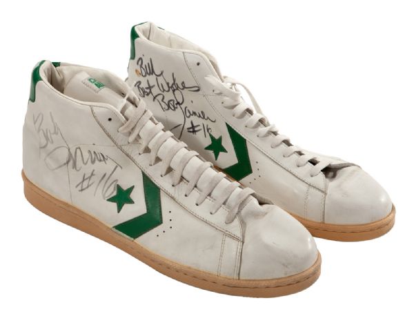 EARLY 1980S BOB LANIER GAME WORN AND SIGNED CONVERSE ALL STAR SHOES (FICKE LOA)