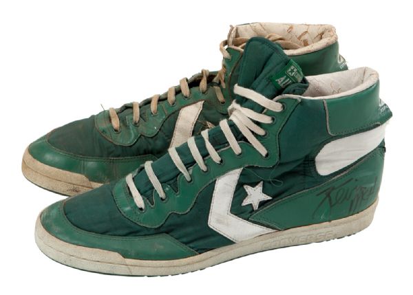 KEVIN MCHALE GAME WORN AND SIGNED CELTIC GREEN CONVERSE ALL STAR BRAND SHOES (FICKE LOA)