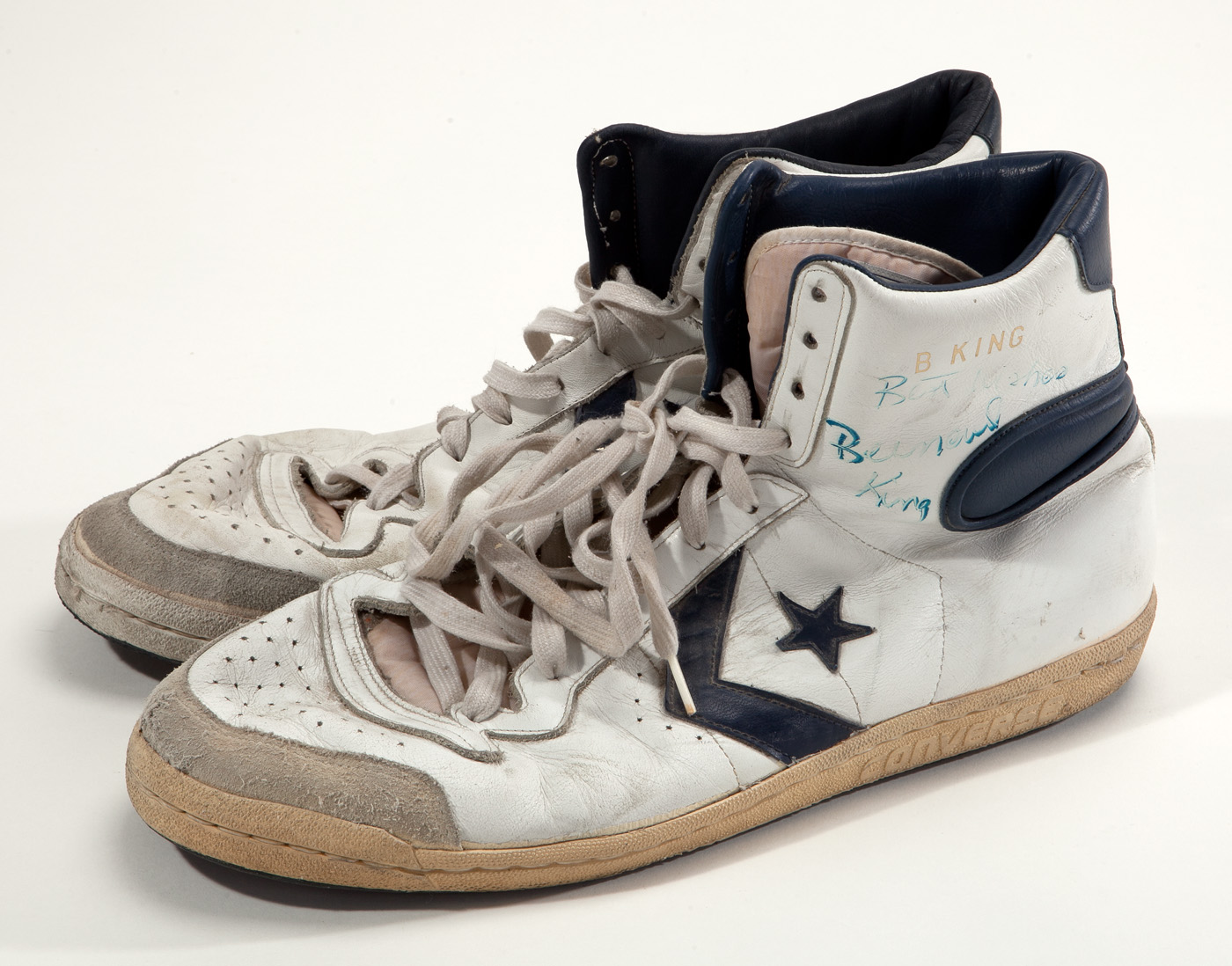 Lot Detail - BERNARD KING GAME WORN AND SIGNED CONVERSE ALL-STAR BRAND ...